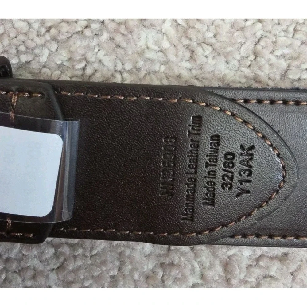 Penguin Men's Belt Red EMBROIDERED Lobster Pattern ~Brown Leather Size 32 ~ NWT